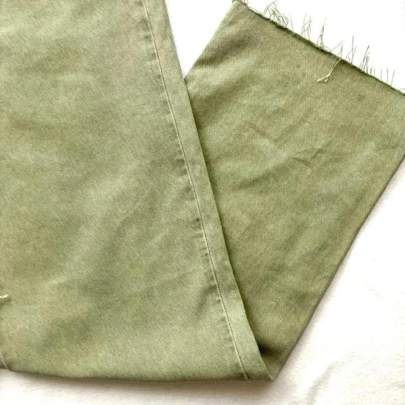 NWT Zara Sage Green High Waist 100% Cotton Raw Hem Ankle Straight Jean Size 10 - Picture 10 of 15